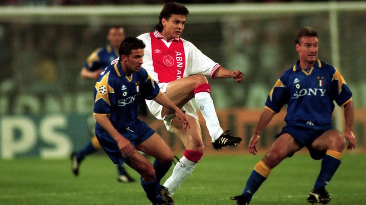 Didier Deschamps ja Jari Litmanen Mestarien liigan finaalissa 1996.