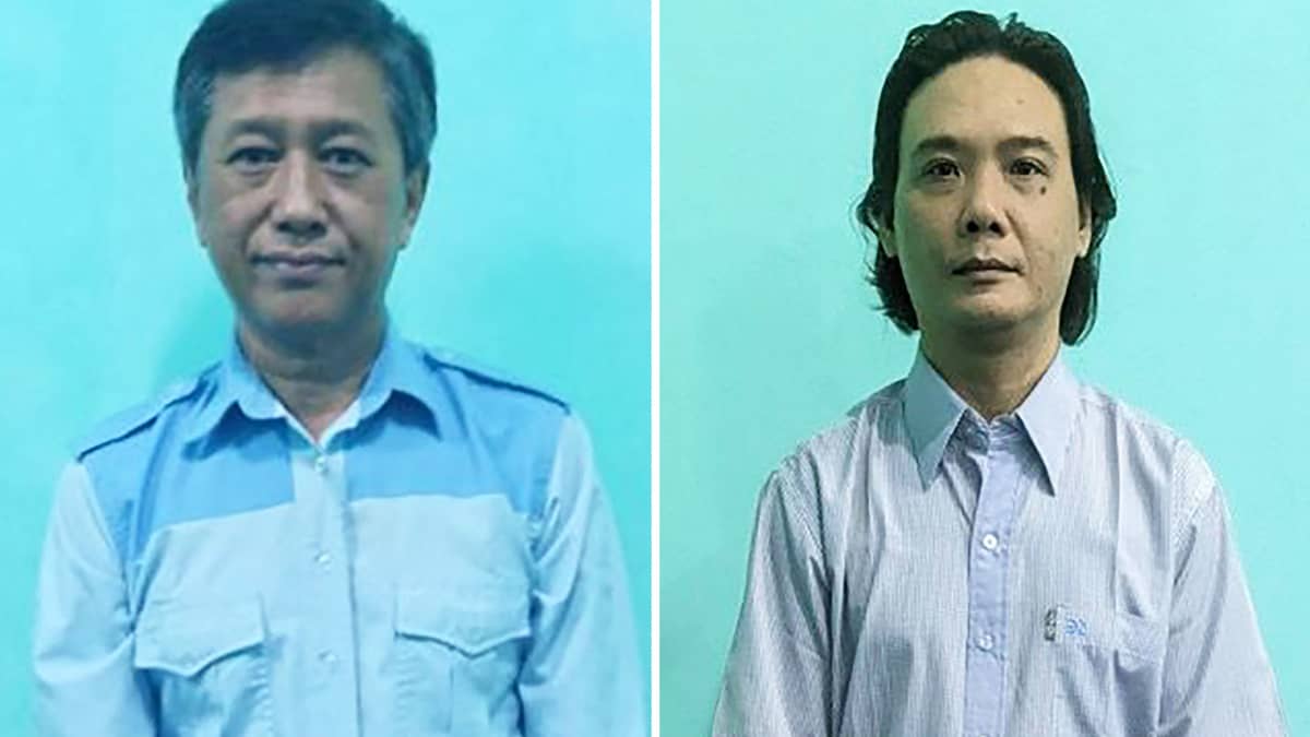 Kollaasikuva, jossa ovat demokratiaktivisti Kyaw Min Yu (Ko Jimmy) ja entinen poliitikko Phyo Zeya Thaw.