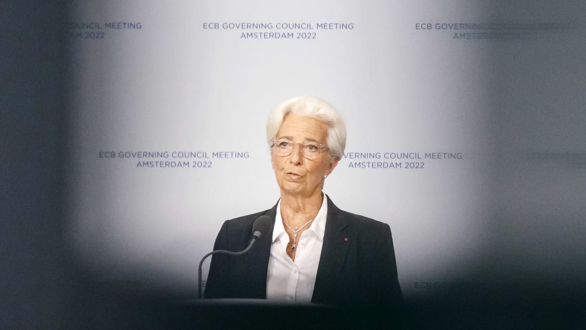 Christine Lagarde puhumassa.
