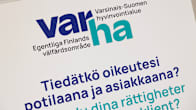 Kyltti, jossa on Varhan logo ja teksti: "Tiedätkö oikeutesi potilaana ja asiakkaana?"