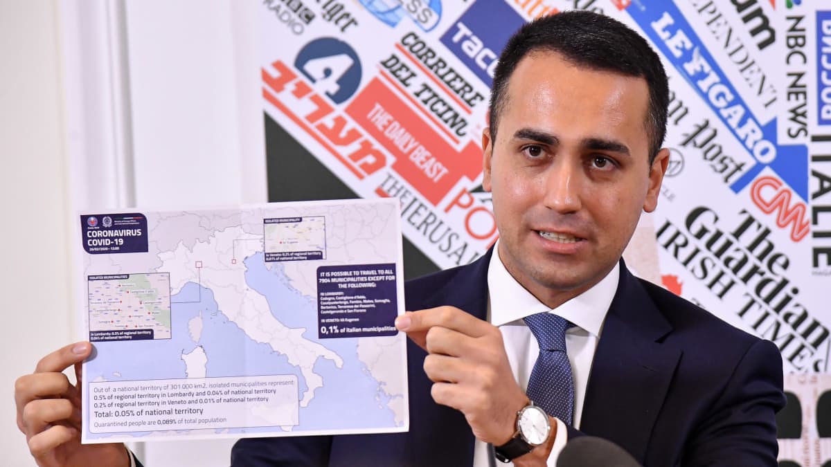 Italian ulkoministeri Luigi Di Maio kertoi torstaina ulkomaantoimittajien yhdistyksen tilaisuudessa, että koronaviruksesta on liikkeellä vääriä tietoja.