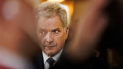 Tasavallan presidentti Sauli Niinistö piti tilaisuuden ohessa tiedotustilaisuuden medialle.