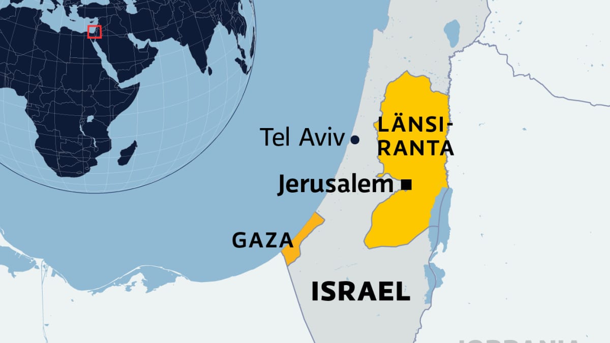 Kartalla Israel, Gaza ja Länsiranta.