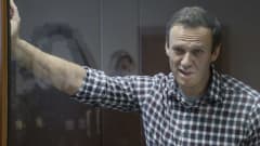 Aleksei Navalnyi oikeuden kuulemistilaisuuden alkua odottamassa 20. helmikuuta.