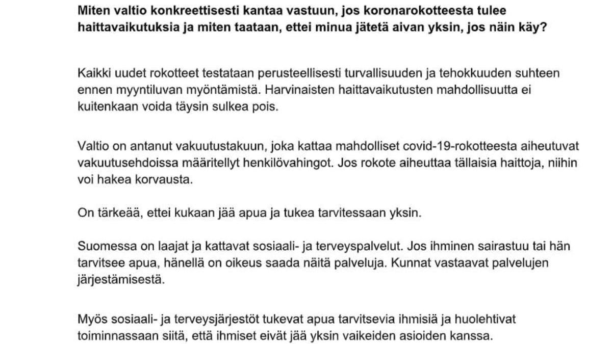 Sosiaali- ja terveysministeriön kansliapäällikkö Kirsi Varhilan vastaus Jasper Mäki-Jokelalle