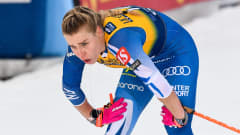 Jasmi Joensuu Oberstdorfin maailmancupin 10 kilometrin kilpailun maalissa 2023.