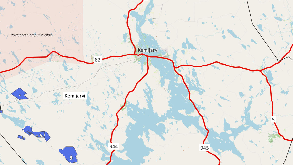 Kartassa näkyvät Latitude 66 Cobaltin uudet varausalueet kemijärvellä ja Pelkosenniemellä.