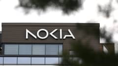 Nokia's logo on an office building.