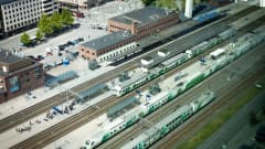 Aerial view of Tampere train station.