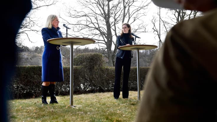 Ruotsin pääministeri Magdalena Andersson ja suomen pääministeri Sanna Marin.
