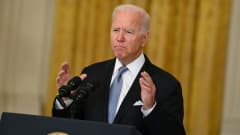 Joe Biden puhuu Valkoisessa talossa Afganistanin tilanteesta.