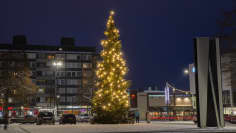 A Christmas tree decorated in Kouvola. 
