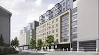 Havainnekuva Jyväskylän Kauppakulman tontille rakentuvasta kerrostalosta. 