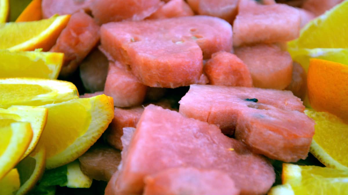 Vattenmelon skuren i hjärtan.
