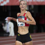 Juoksija Camilla Richardsson kuvattuna Kalevan kisoissa.