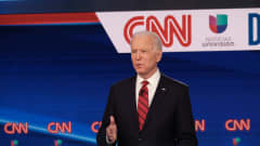 Entinen varapresidentti Joe Biden vaaliväittelyssä Washingtonissa maaliskuun puolivälissä.