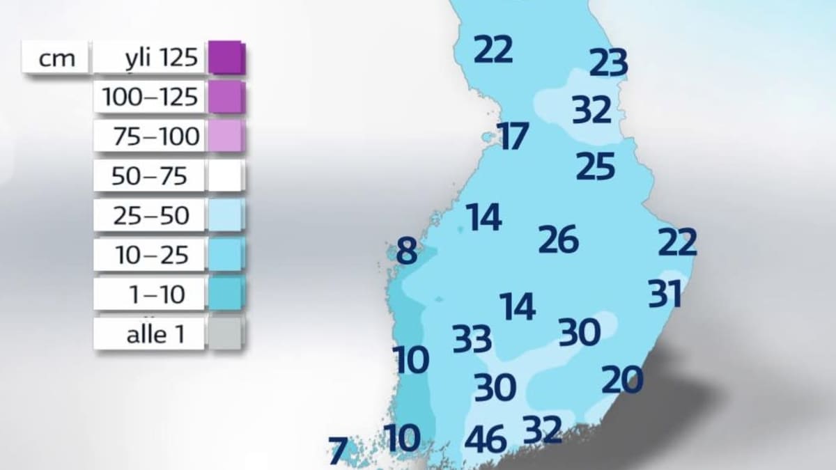 Etelässä on lunta puoli metriä, Lapissa selvästi vähemmän – tällaiset  joulukuut ovat poikkeuksia Etelä-Suomessa