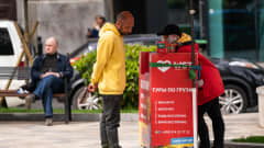 tourist stand on the street of Tbilisi