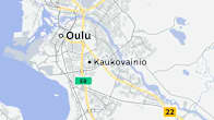 Karttakuva Oulun alueesta sekä sijainti Suomen kartalla.