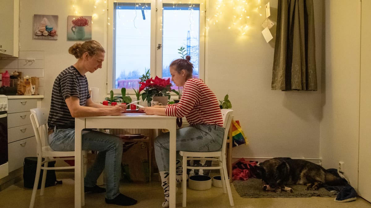 Opiskelijan taloudellinen arki, kuvassa Lilli Hatinen poikaystävänsä Tapanin kanssa Helsingin Mellunmäessä.