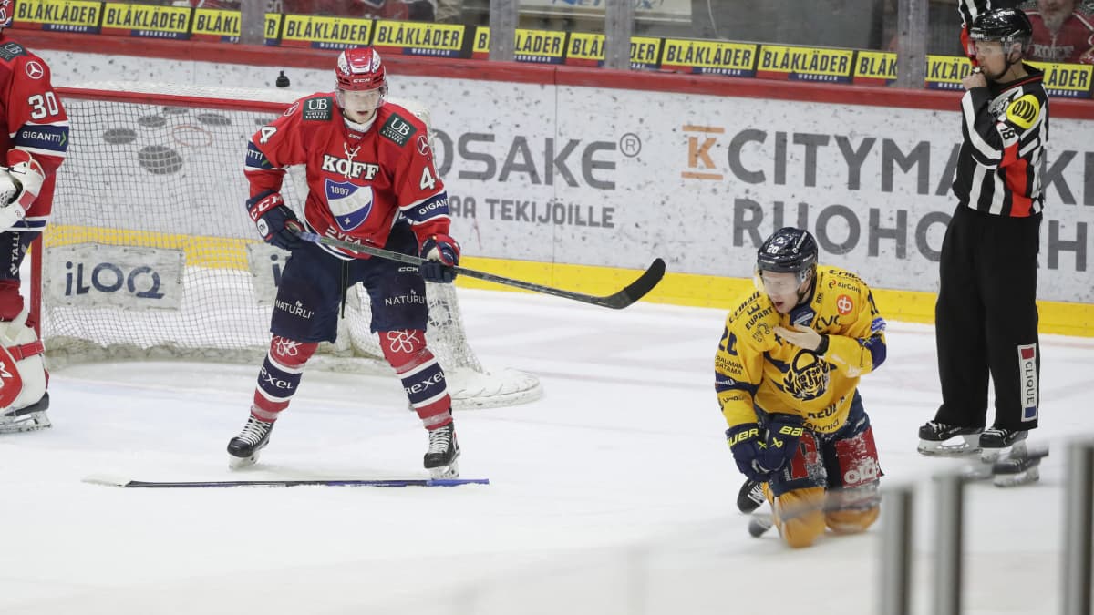 Miro Väänänen kolhi Linus Nymania.