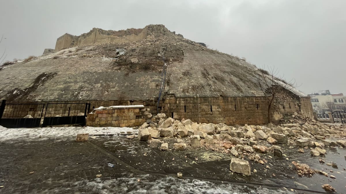 Slottet i Gaziantep efter skalvet.