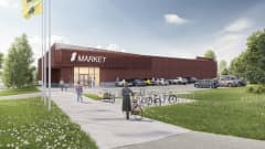 Korpilahden uusi S-market, havainnekuva.