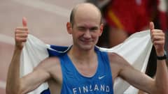 Tuore maratonin Euroopan mestari Janne Holmen Münchenissä 2002.