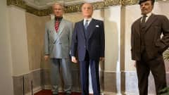 Vladimir Putinin vahanuken tyhjä tukiteline Visulahdessa, Jeltsinin, Gorbatsovin ja Leninin nuket ovat paikoillaan.