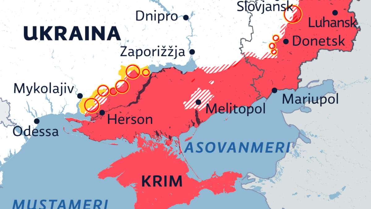 Kartalla Venäjän valtaamat alueet Itä-Ukrainassa 22.9.2022.