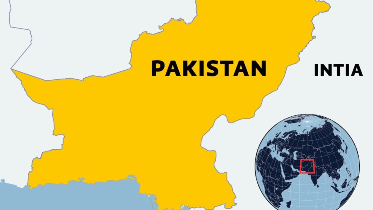 Kartalla Pakistan sekä kaupungit Peshawar ja Islamabad.