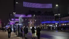 Tampereen keskusta illalla, Hämeenkatu Rautatieaseman suuntaan.