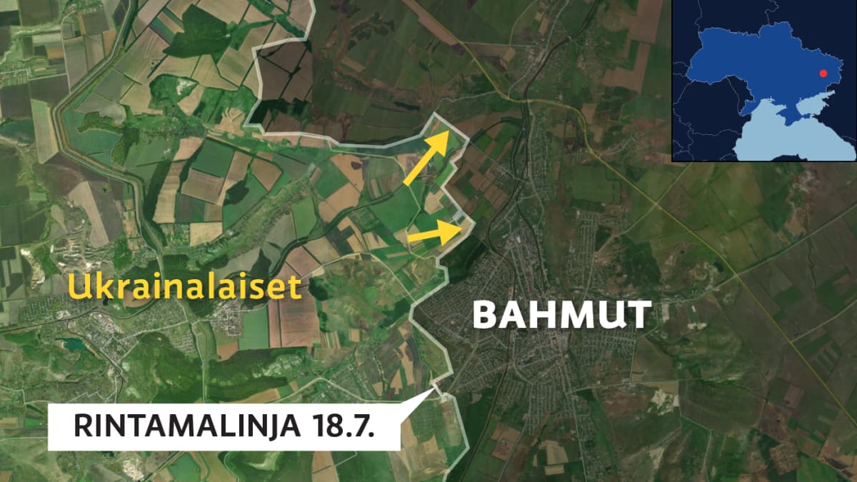 Kartalla Venäjän valtaamat alueet Ukrainassa 18.7.2023