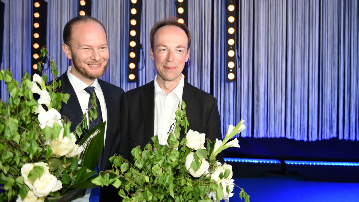 Perussuomalaisten Sampo Terho ja Jussi Halla-aho europarlamenttivaaleissa 25. toukokuuta 2014