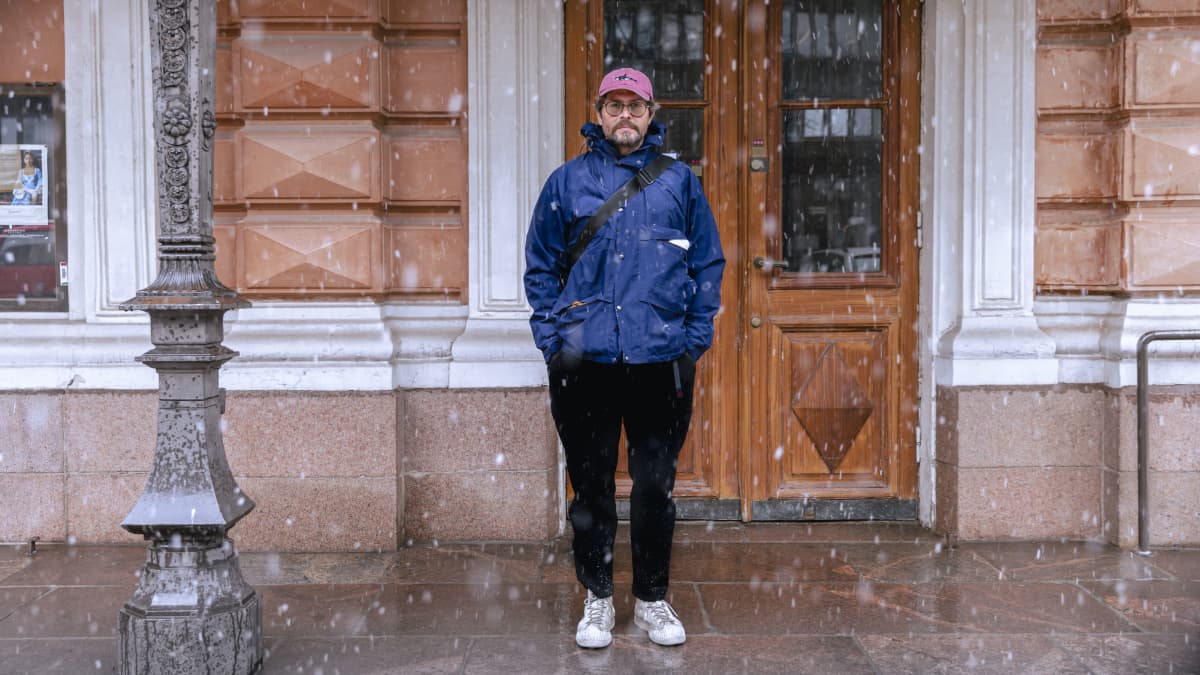 Aleksey Yudnikov, Ukrainian-born actor photographed in Helsinki on May 5. 2022.