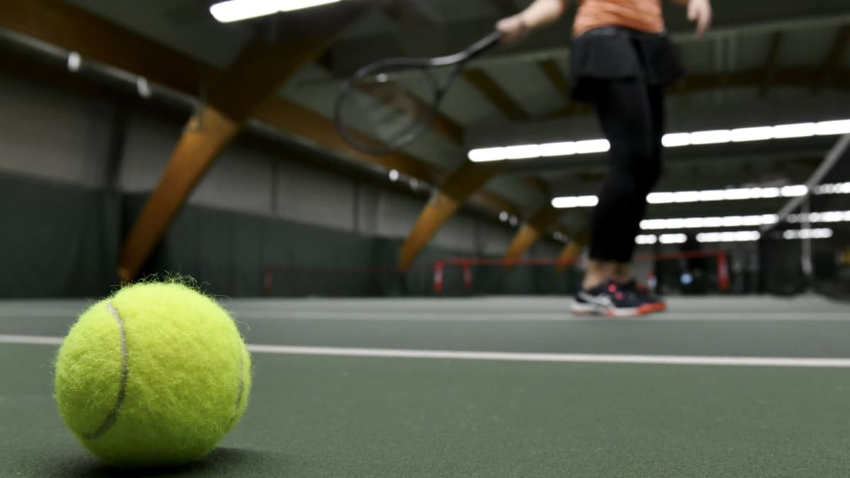 Tennispallo maassa.