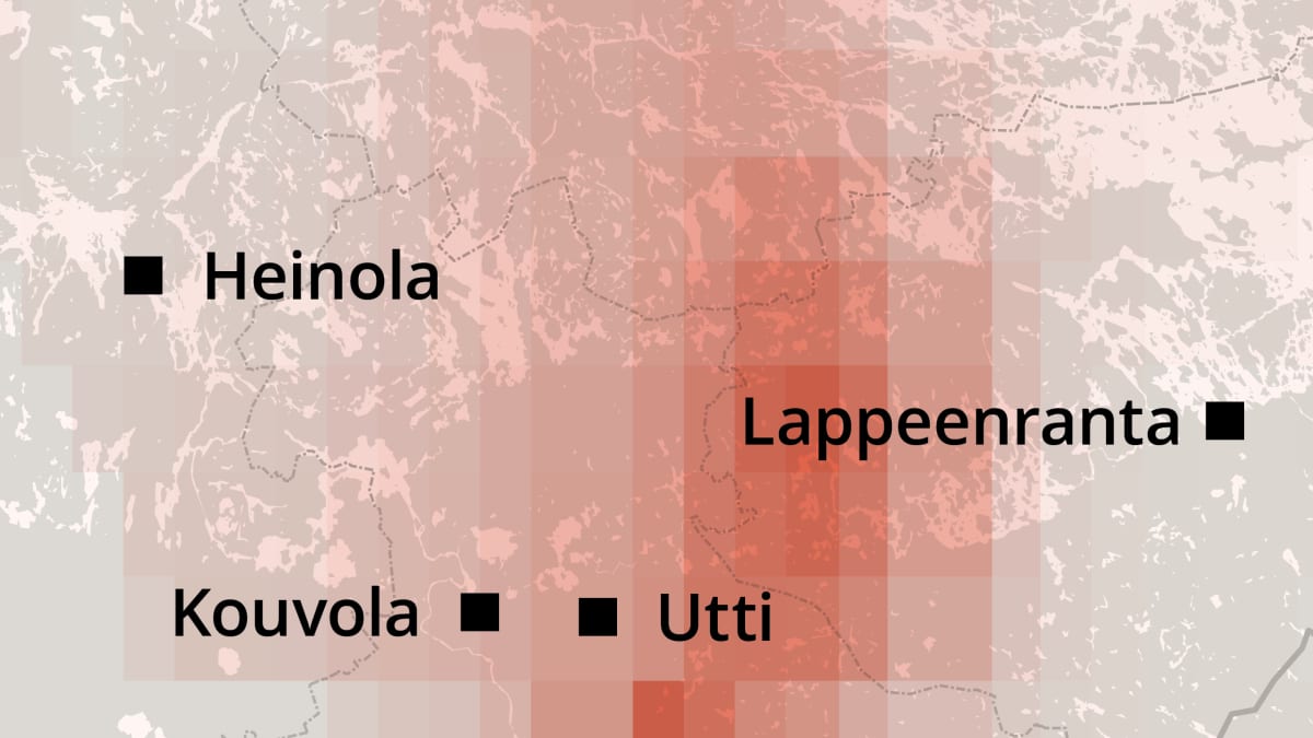 Kartta GPS-häiriöistä Kaakkois-Suomessa 7.3.2022.