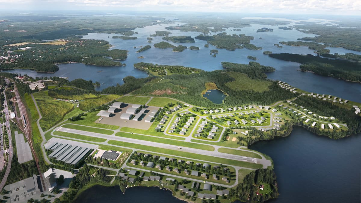 Havainnekuva tulevasta Airpark-alueesta Mänttä-Vilppulassa