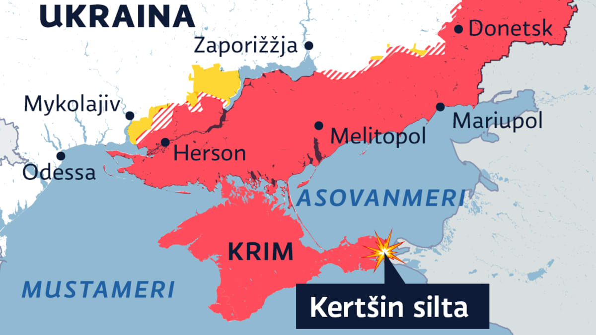 Kartalla Venäjän valtaamat alueet Itä-Ukrainassa 8.10.2022.