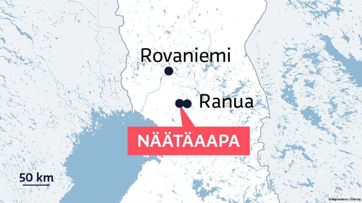 Kartalla Rovaniemi, Ranua ja Näätäaapa.