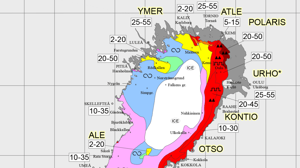 Kuvassa satelliitin tuottama jääkartta