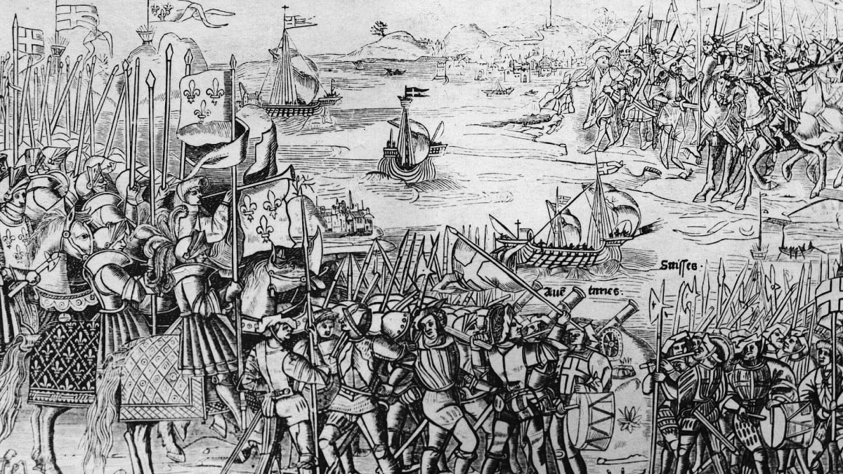 Kuva ristiretkeläisten laivojen saapumisesta satamaan.