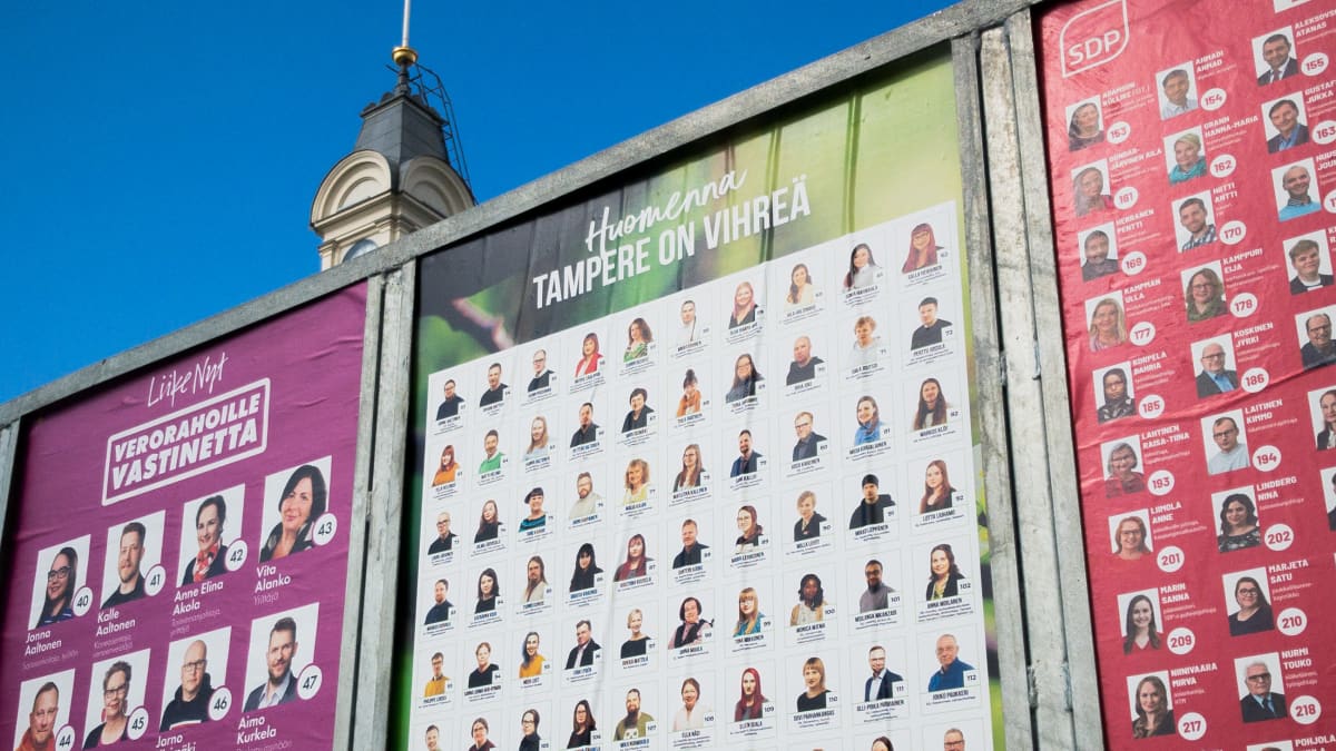 Tampereen vihreiden ehdokkaat vaalimainoksessa.