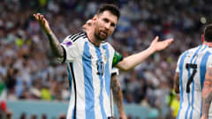 Lionel Messi tuuletti ensimmäistä maaliaan Qatarin MM-kisoissa.