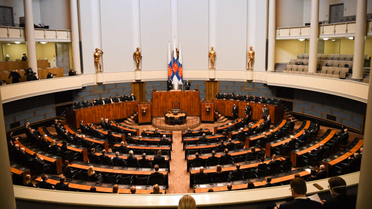 Valtiopäivien avajaistilaisuus eduskunnassa.