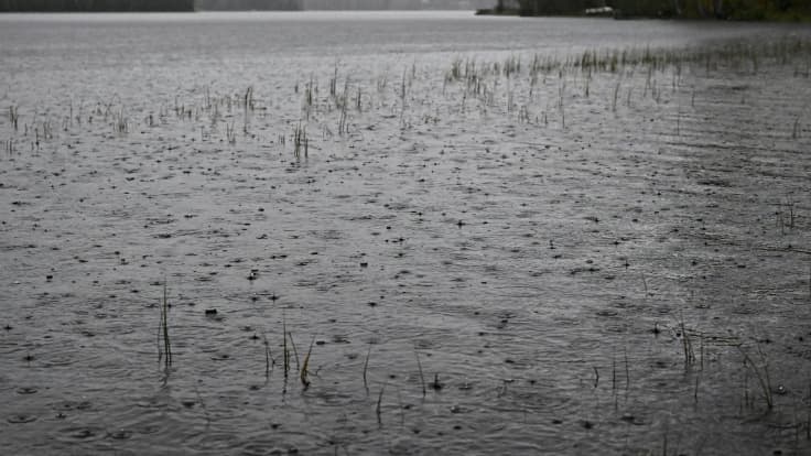 Sadetta Keuruun Huhkojärvellä 30. syyskuuta 2023. 