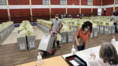 Äänestyspaikka Kyproksella toukokuussa.