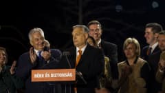 Viktor Orban vaalien jälkeisessä voittojuhlassa.
