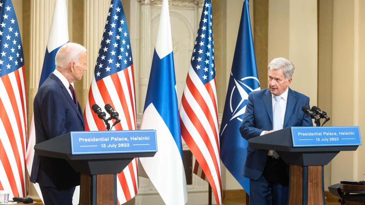 US President Joe Biden and Finnish President Sauli Niinistö in Helsinki. 