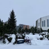 Rovaniemen kaupungintalo, maassa lunta